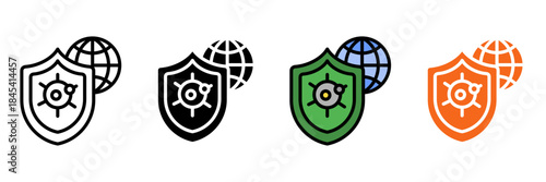 Icon Set Multiple Style Collection. Shield, Lock, Firewall, Safe, Badge, Guard, Fortress, Armor, Umbrella, Hand, Eye, Fingerprint, Lockbox, Vault, Safety Vest, Security Camera, Barrier, Medical Shield