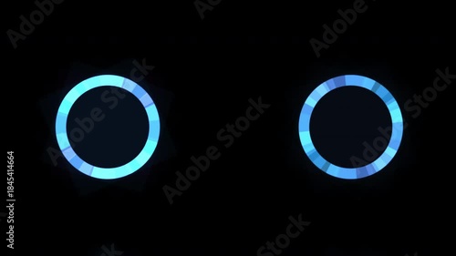 Dual blue glowing loading rings animation on dark futuristic background
