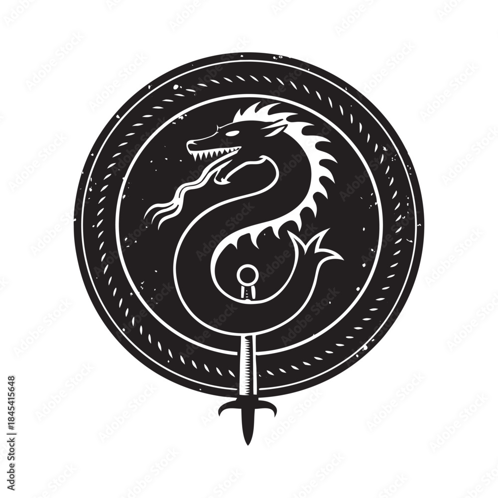 Fototapeta premium Waxseal Dragon Sword Royal Symbol