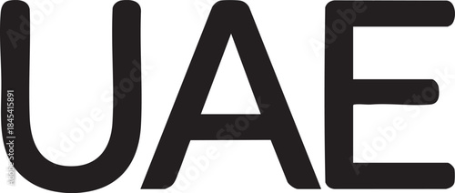 Black and white of the letters UAE with a simple and bold