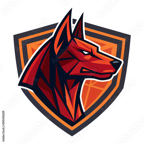 Magma Hound Esport Mascot Vector Logo Strong Geometric Design