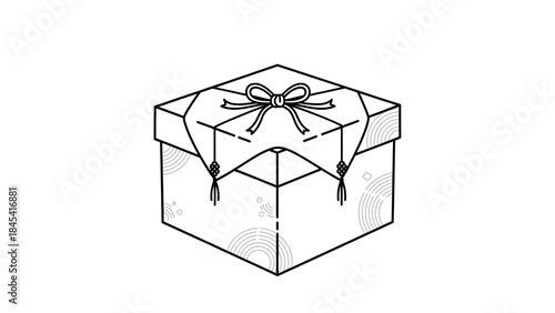 Gift Box with Decorative Ribbon and Tassel.