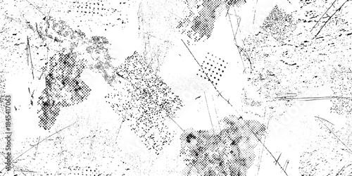 Distressed, scratched, dotted grunge endless pattern . seamless pattern texture. Grange shapes .Grunge film scratchy texture . Vector grainy retro noise texture .Screen print endless pattern texture.
