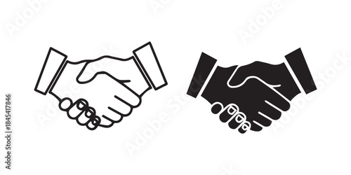 Hand shake logo icon transparent . shaking hands in silhouette and outline styles. vector set Hand shake logo icon transparent png. shaking hands in silhouette and outline styles. vector set	
