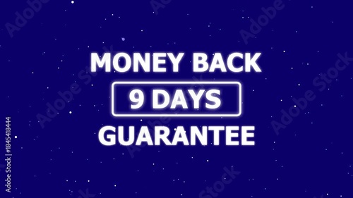 Wallpaper Mural Futuristic Glowing Blue Neon Light 9 days  Money Back Guarantee  Text Reveal With Floor Reflection cc Ball The Falling Snow On blue Background.9 Days Money Back Guarantee Futuristic Neon Text . Torontodigital.ca