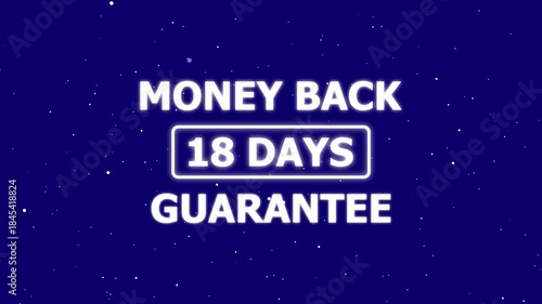 Wallpaper Mural Futuristic Glowing Blue Neon Light 18 days  Money Back Guarantee  Text Reveal With Floor Reflection cc Ball The Falling Snow On blue Background.18 Days Money Back Guarantee Futuristic Neon Text . Torontodigital.ca