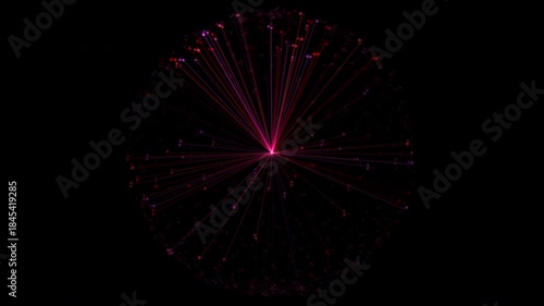 Radial burst of pink light lines from center in abstract digital animation

