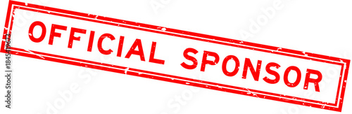 Grunge red official sponsor word square rubber seal stamp on white background