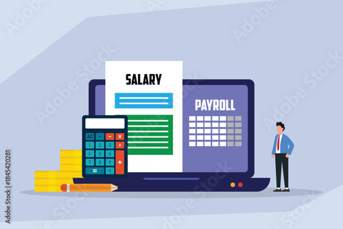 Payroll and Salary Administration: Calculating Wages and Employee Compensation 2d flat vector illustration