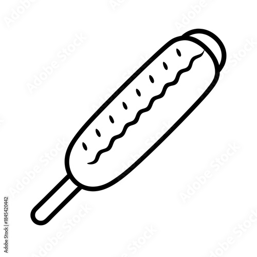 vector clip art corn dog with black outline for web and graphic design