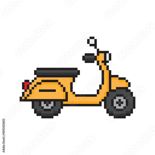 pixel art scooter 8 bit vector icon for computer game logo	