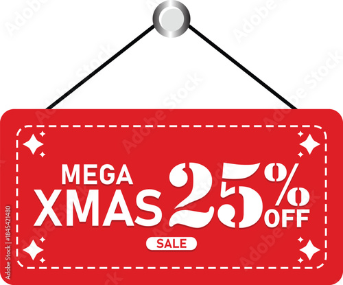 Mega Xmas 25% Off Christmas Sale Discount Hanging Tag