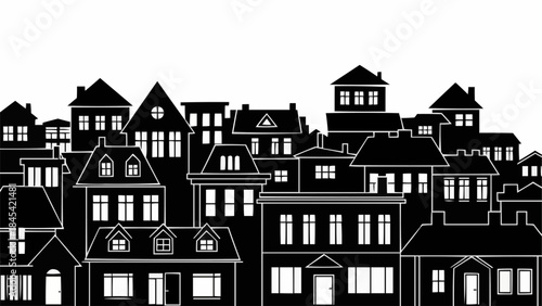 Silhouette of Diverse Architectural Buildings in a Cityscape.
