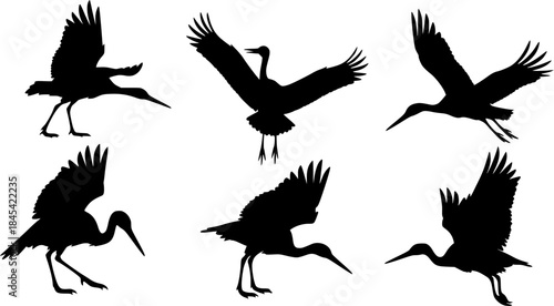 Stork silhouette, Stork vector silhouette, Flying stork silhouette, Stork, Stork silhouette clip art