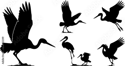 Stork silhouette, Stork vector silhouette, Flying stork silhouette, Stork, Stork silhouette clip art