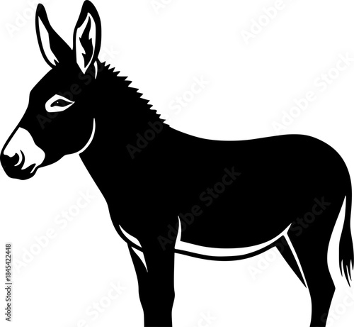 Donkey silhouette, Donkey animal silhouettes, Donkey vector, Animal silhouette