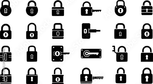 Lock silhouettes, Lock icon collection, Lock vector, lock