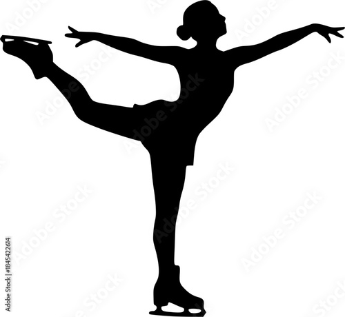 Figure skating silhouette, Ice skating silhouette, Female figure skating silhouette, Figure skating, Figure skating vector