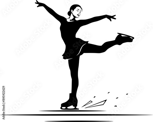 Figure skating silhouette, Ice skating silhouette, Female figure skating silhouette, Figure skating, Figure skating vector
