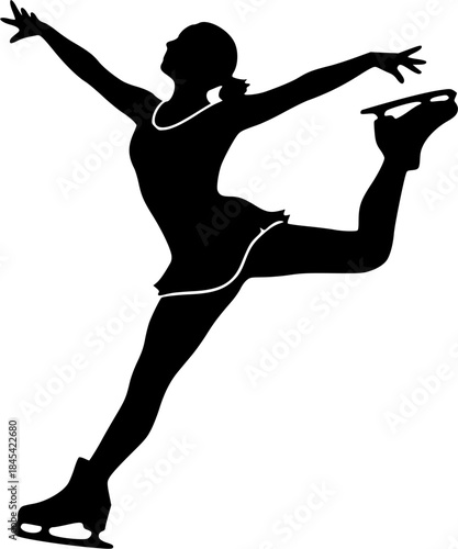 Figure skating silhouette, Ice skating silhouette, Female figure skating silhouette, Figure skating, Figure skating vector