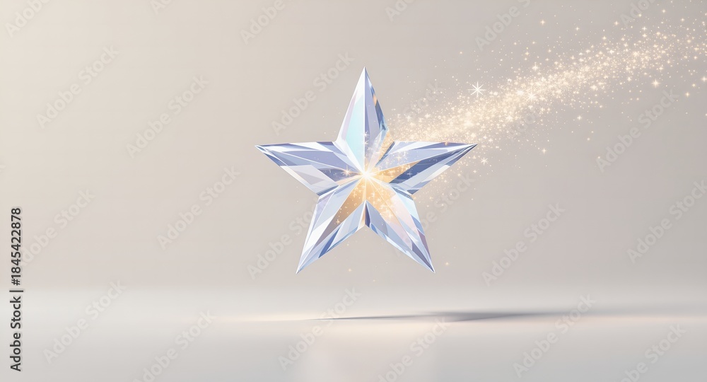 Fototapeta premium Shimmering Crystal Star on Transparent Background
