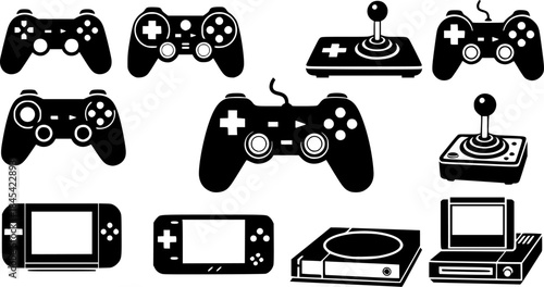 Game controller silhouette, Game console vector illustration 
