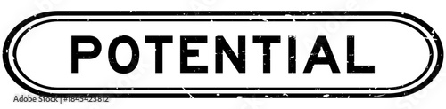 Grunge black potential word rubber seal stamp on white background