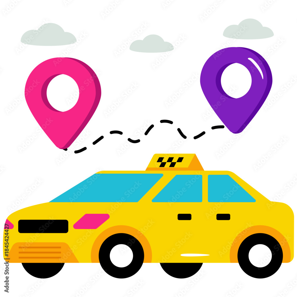Naklejka premium A premium design icon of taxi route 