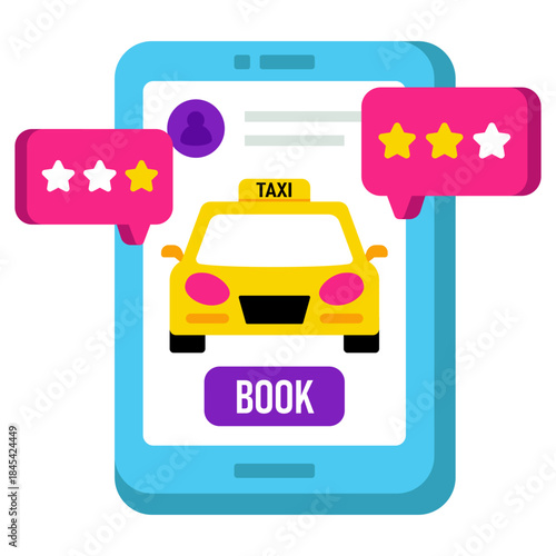 Cab booking application icon in flat design 