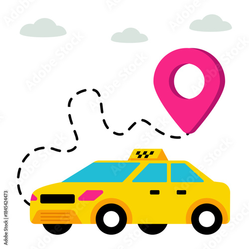 A colored design icon of cab location 