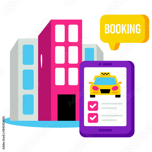 Ride booking chat icon in flat design 