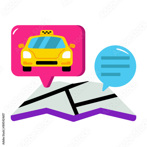 A colored design icon of taxi navigation 