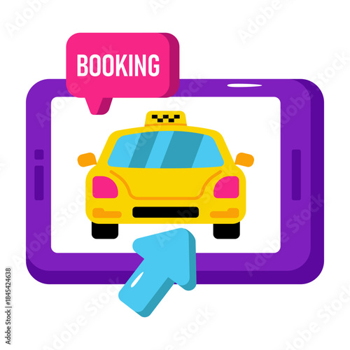 Cab booking application icon in flat design 
