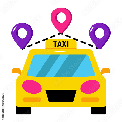 A colored design icon of taxi location 