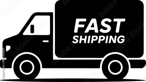 Fast & Free Shipping Delivery Truck silhouette vector illustration
