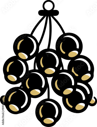 Gold jingle bells bunch hanging stock illustration silhouette vector icon , black and white , white background