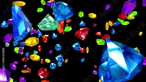 Colorful Gemstones  loop with alpha matte