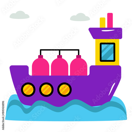 Modern design icon of oil tanker 