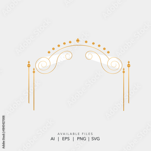 uxury golden ornamental arch vector frame with vintage filigree swirls and elegant art deco flourishes for premium design branding