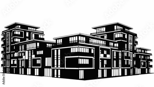 Modern Apartment Building Complex Architectural Design.