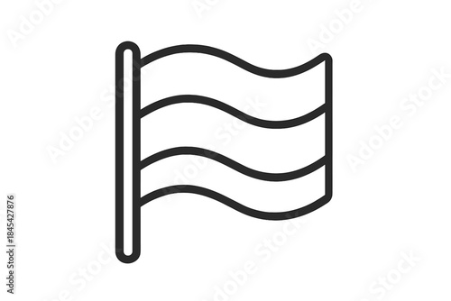 Waving flag banner icon on a flagpole representing country nation or location