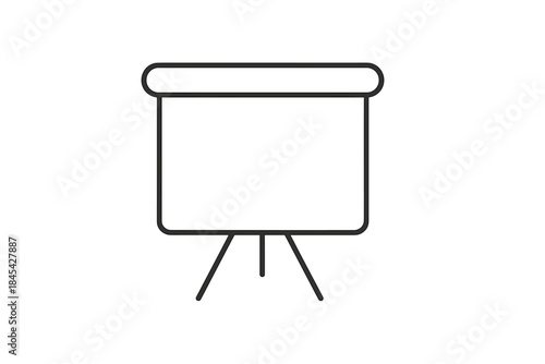 Portable presentation screen or whiteboard on a tripod stand used for business meetings and education