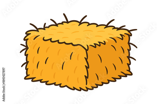 Single rectangular block of dried straw or hay used for animal feed and bedding