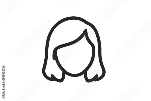 Minimalist outline icon of a female head with short hair for user profile avatar