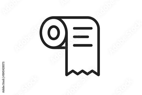 Single roll of white toilet paper symbolizing essential bathroom hygiene and sanitation supplies