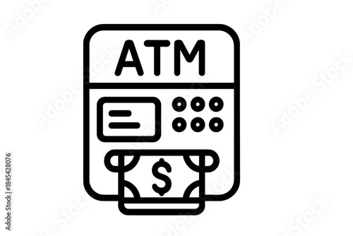 Automated Teller Machine dispensing dollar currency during a financial transaction
