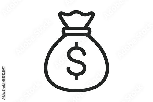 Closed money bag with dollar sign representing finance, wealth, and savings