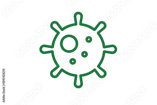 Green outline microscopic virus or bacteria cell structure