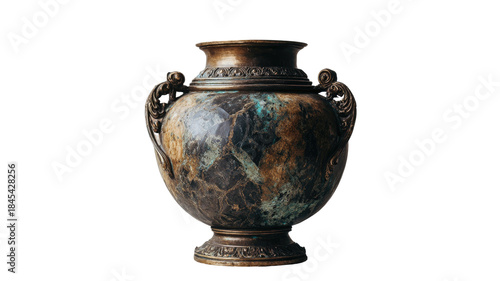 Antique handmade ancient Greek clay vase or ceramic jug, an isolated traditional brown earthenware pottery object