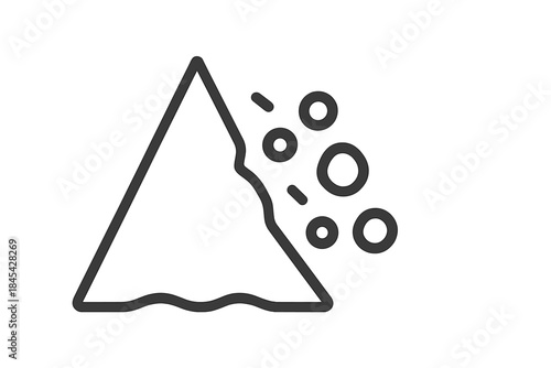 Steep mountain slope experiencing a dangerous rockfall and landslide event